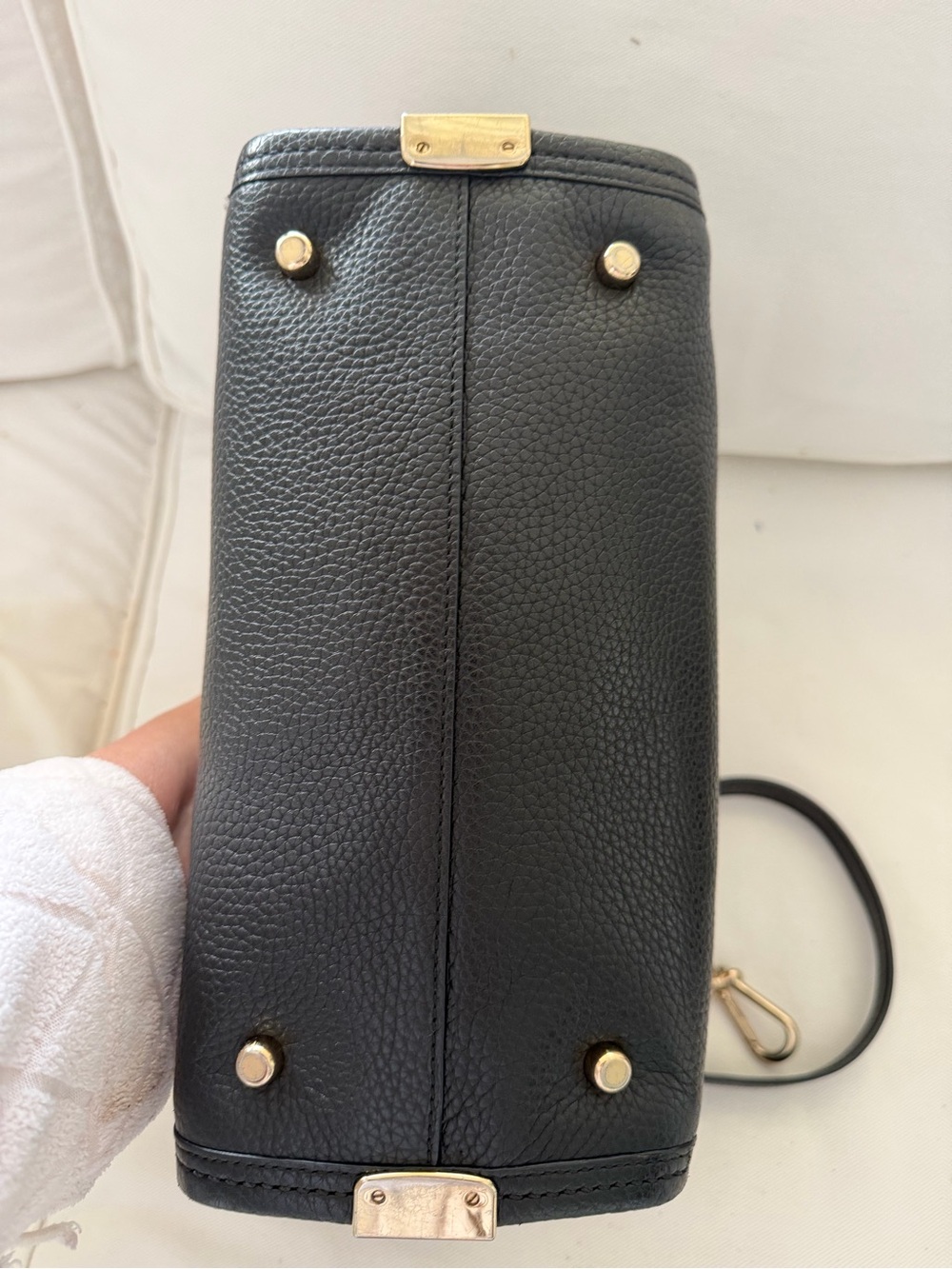 Coach Black Pebble Leather Satchel with Gold-Tone Accents - Picture 5 of 11